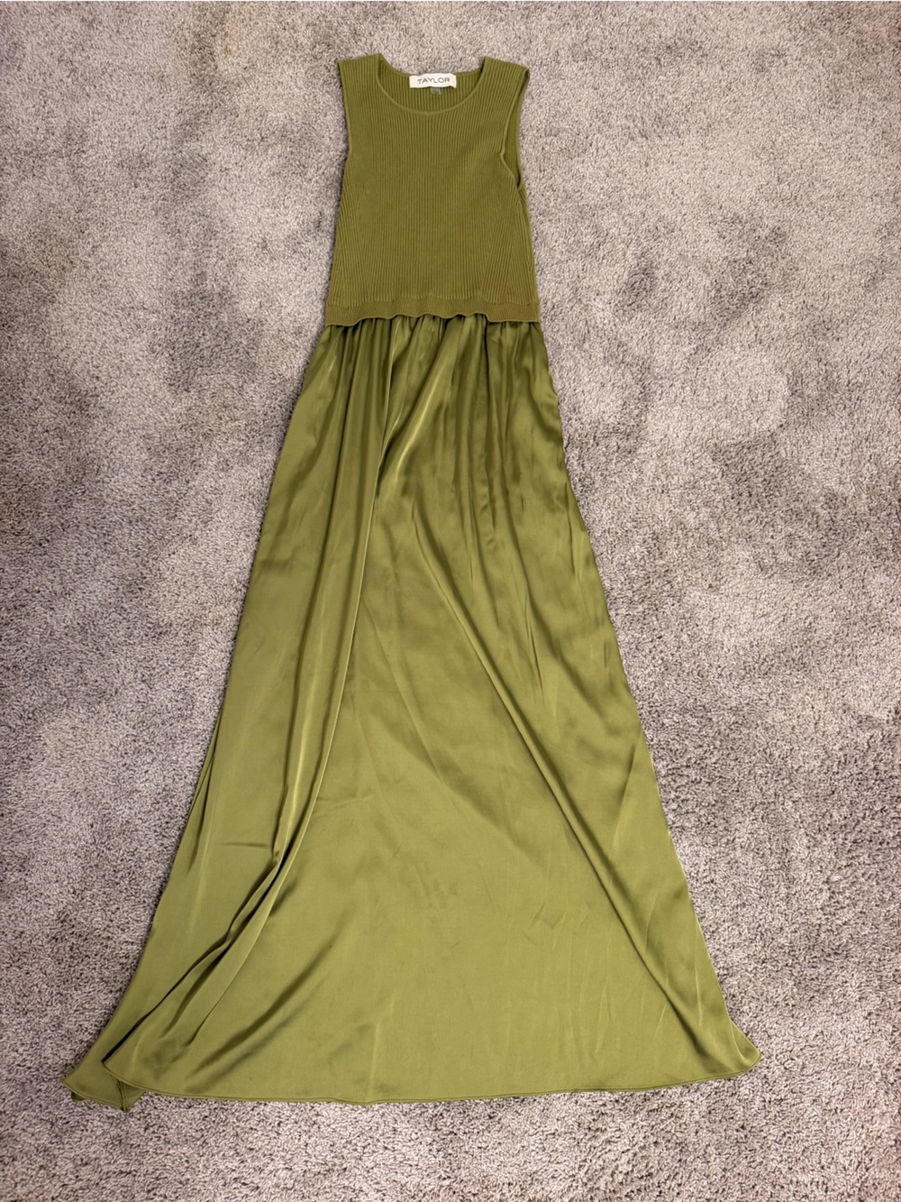 Taylor Olive Green Sleeveless Maxi Jumpsuit